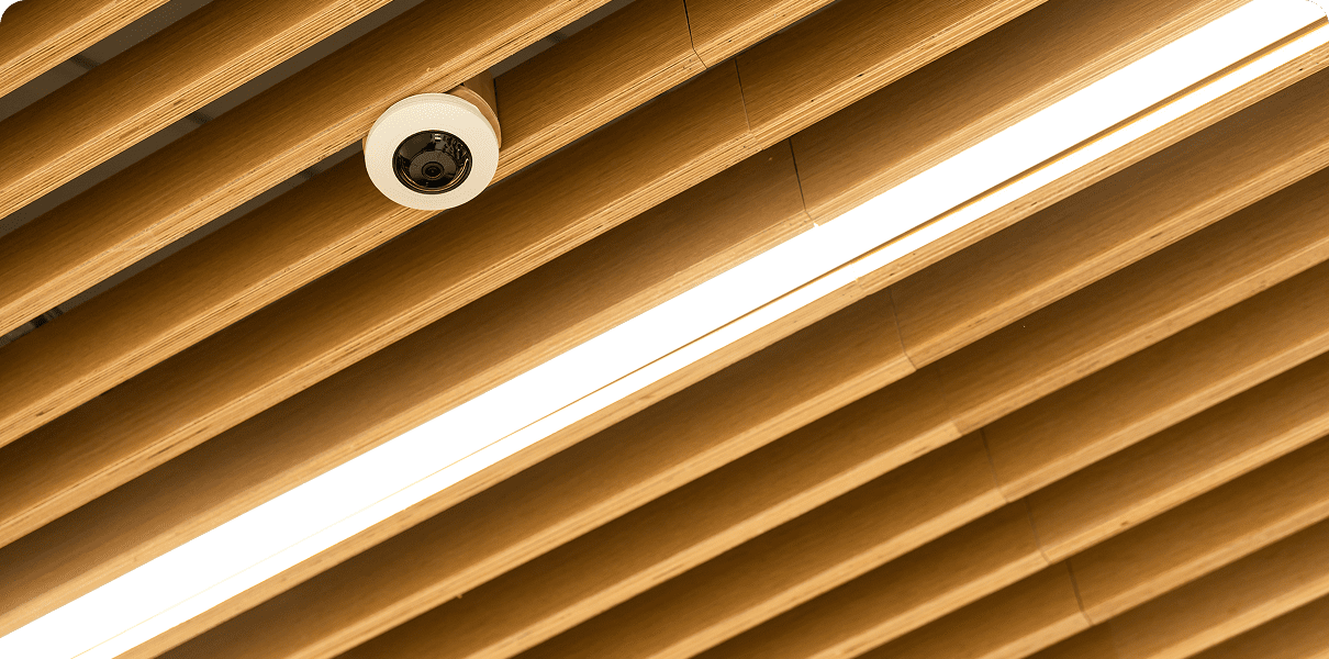 Modern ceiling design with surveillance camera