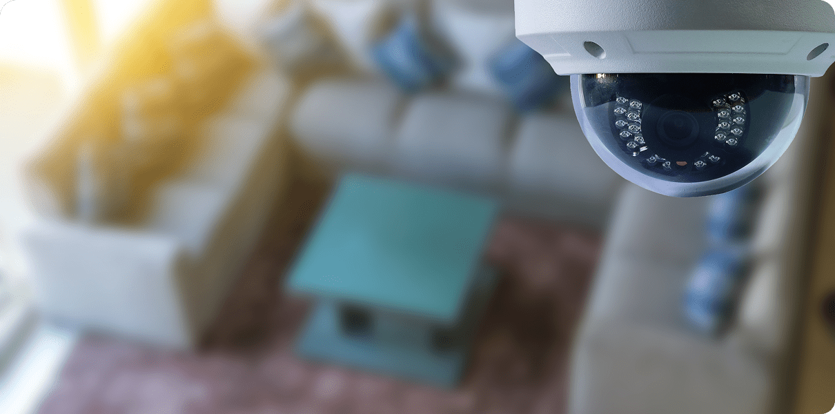 Indoor security camera monitoring living area